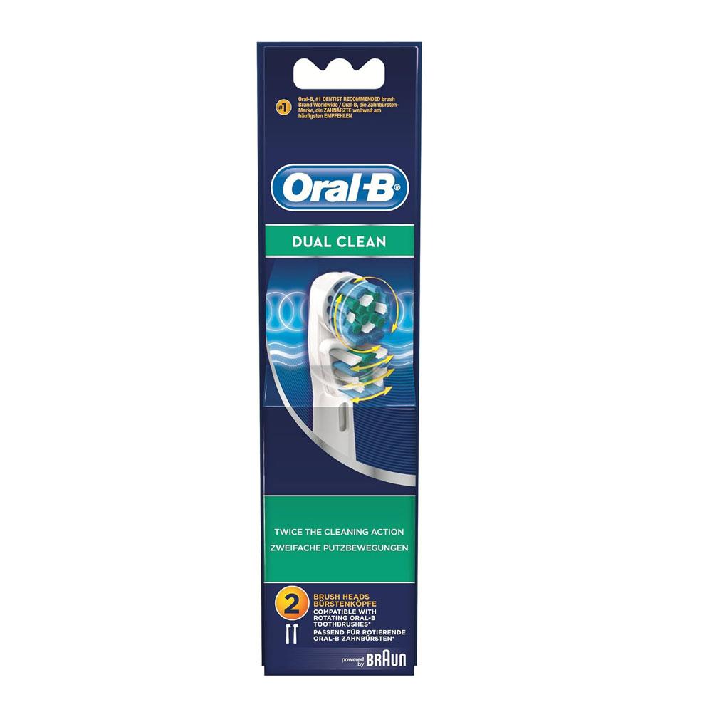 Oral-B Dual Clean Replacement Toothbrush Heads 2 Pack - White/Blue Main image