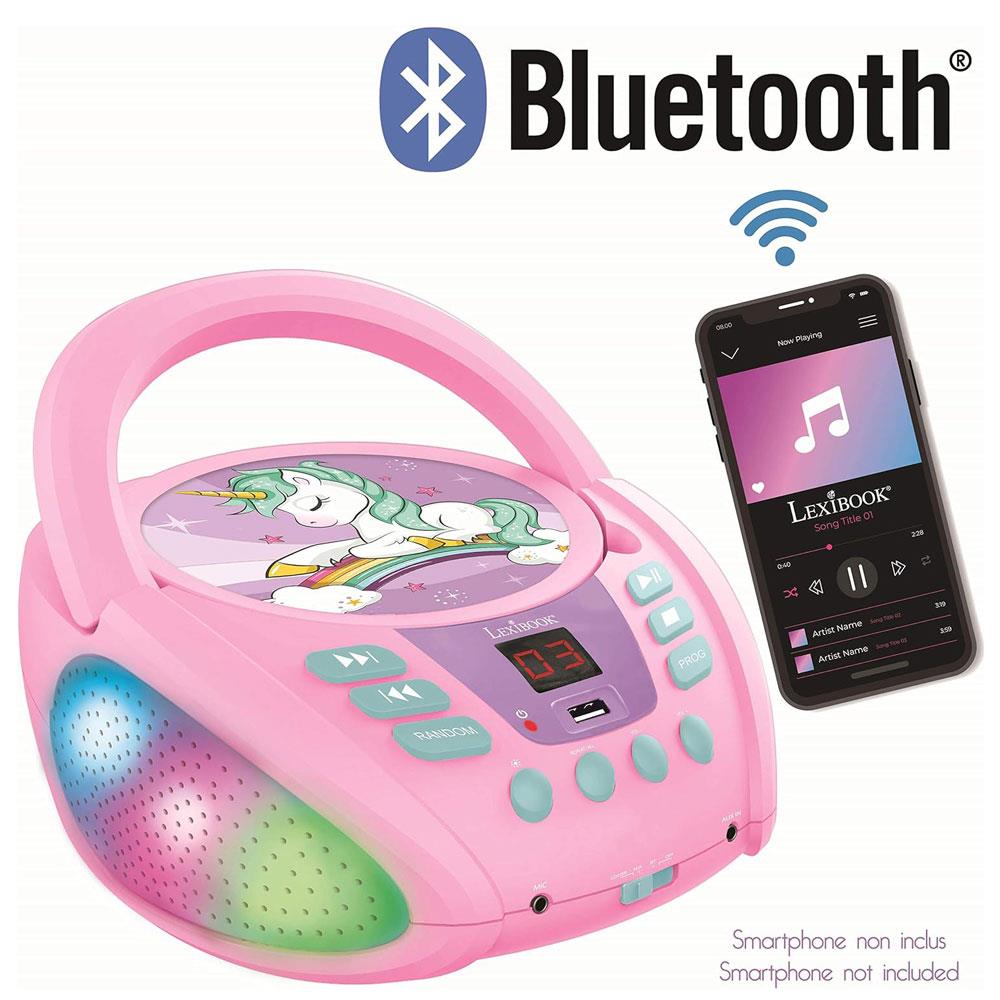 Lexibook Unicorn Boombox CD Player With Bluetooth - Multicolour