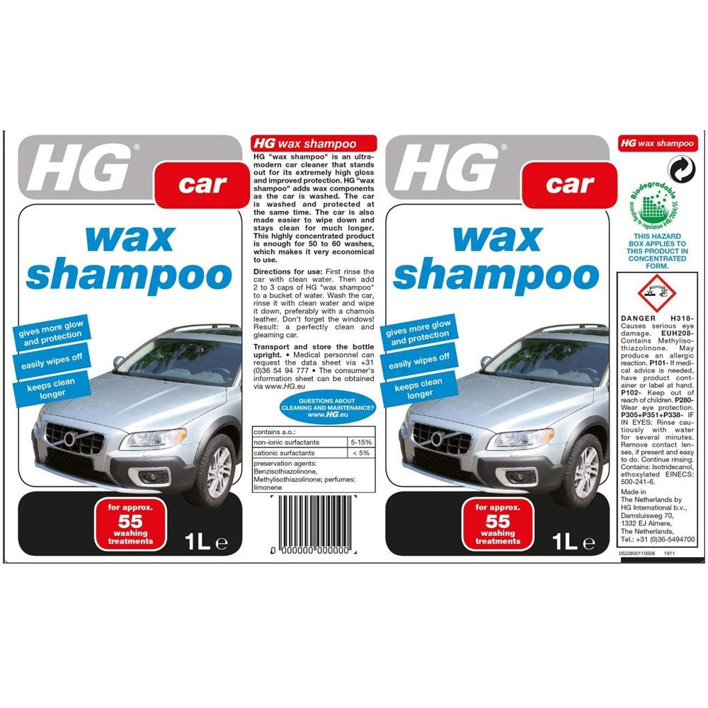 HG Car Cleaner And Protector Shampoo With Wax For Shine And Protection - 1 Litre