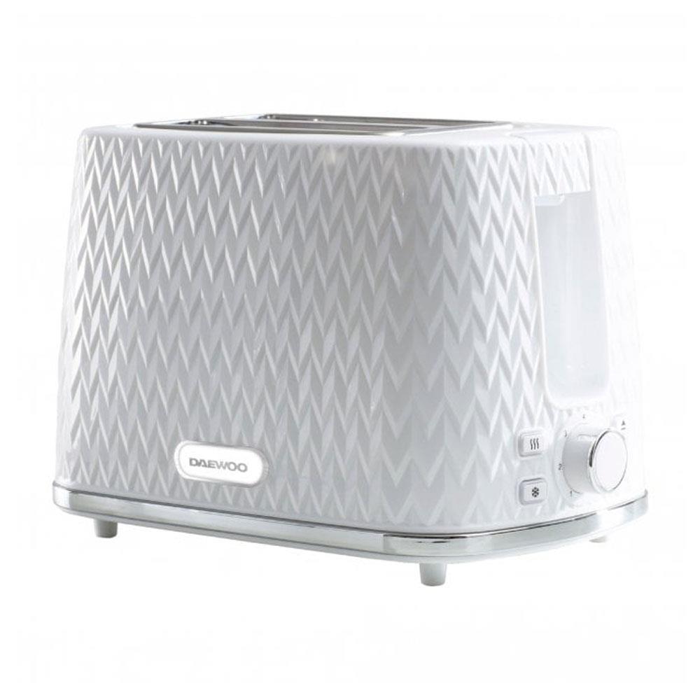 Daewoo Argyle 2 Slice Toaster With Reheat Cancel And Defrost Functions 800 W - White