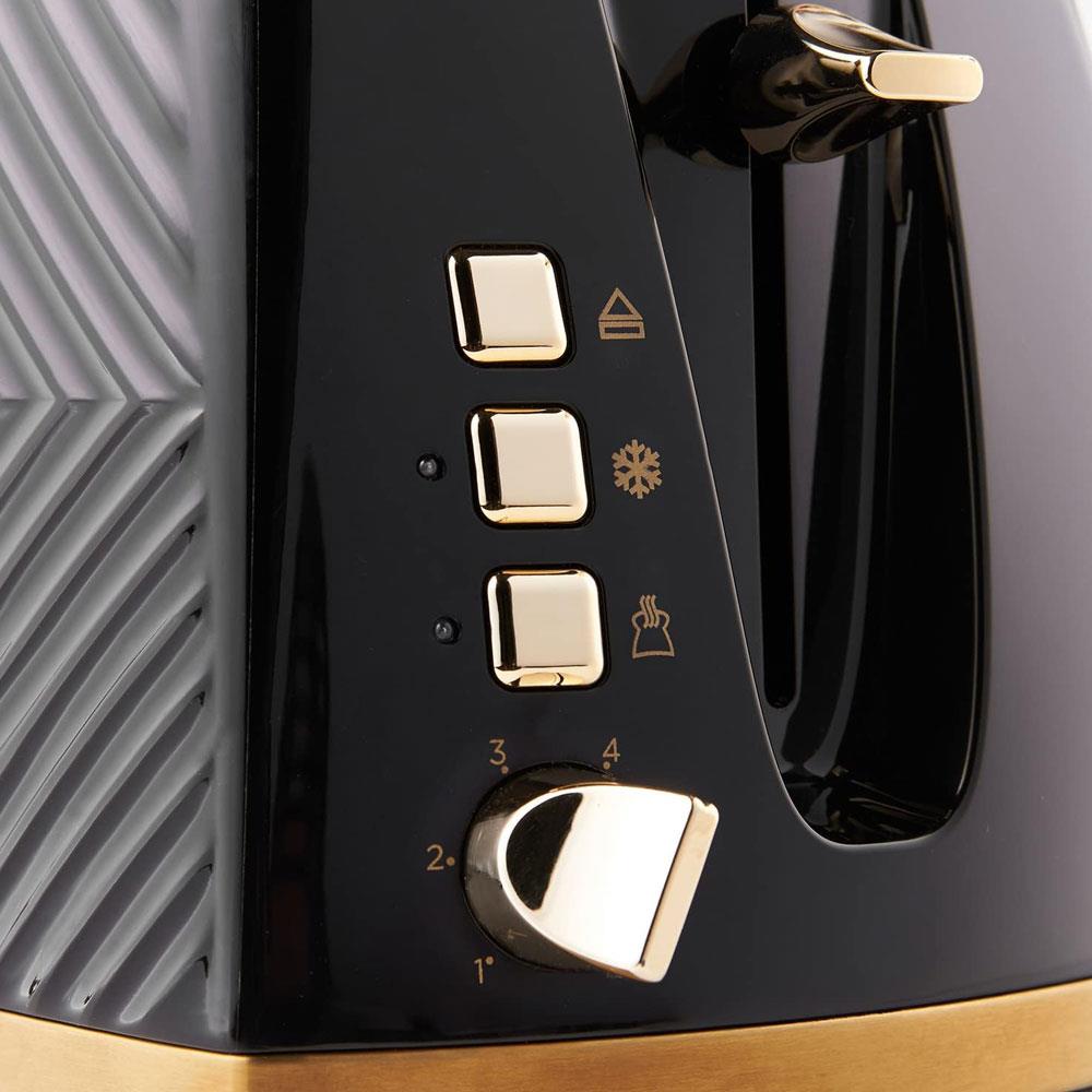 Russell Hobbs Groove 2 Slice Toaster With Frozen Cancel And Reheat Settings 850W - Black