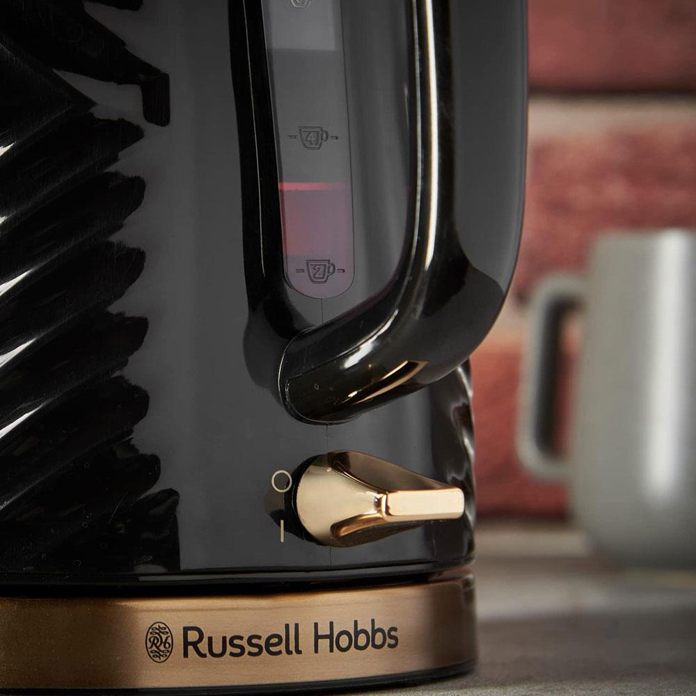 Russell Hobbs Groove Electric Kettle With Perfect Pour 3000W 1.7 Litre - Black