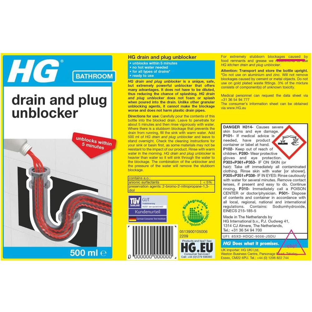HG Bathroom Drain And Plug Unblocker - 500ml