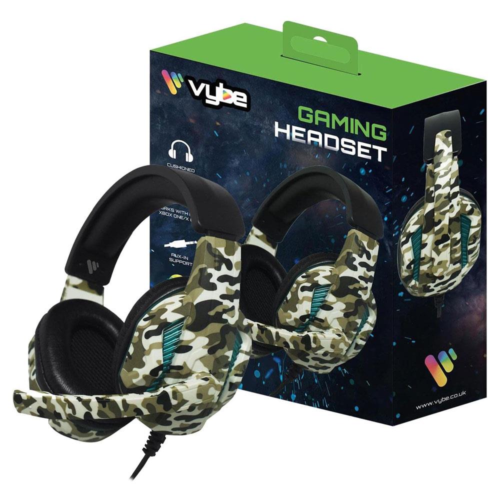 Vybe Camo Wired Gaming Headset With LED Lights - Jungle Green