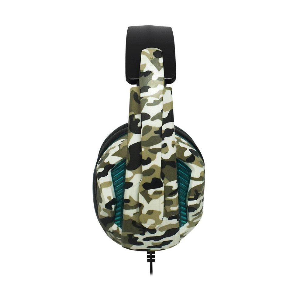 Vybe Camo Wired Gaming Headset With LED Lights - Jungle Green