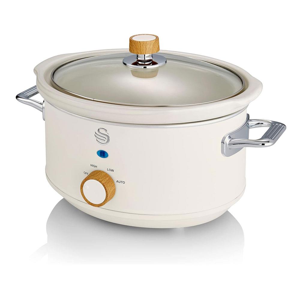 Swan Nordic Slow Cooker With 3 Temperature Settings 200W 3.5 Litre - Cotton White Main image