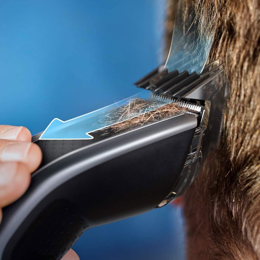 Philips Series 5000 Hair Clippers Fully Washable With Self-Sharpening Stainless Steel Blades With 3 Combs - Silver/Black