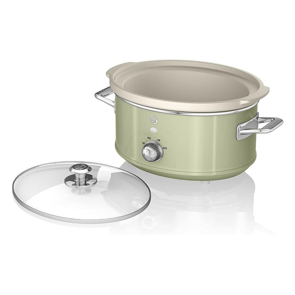 Swan Retro Slow Cooker With 3 Temperature Settings 200W 3.5 Litres - Green