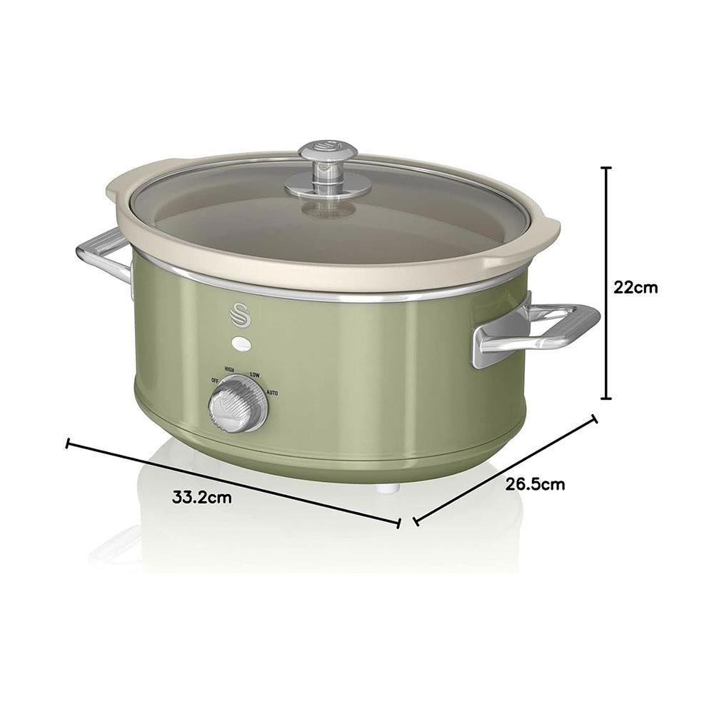 Swan Retro Slow Cooker With 3 Temperature Settings 200W 3.5 Litres - Green