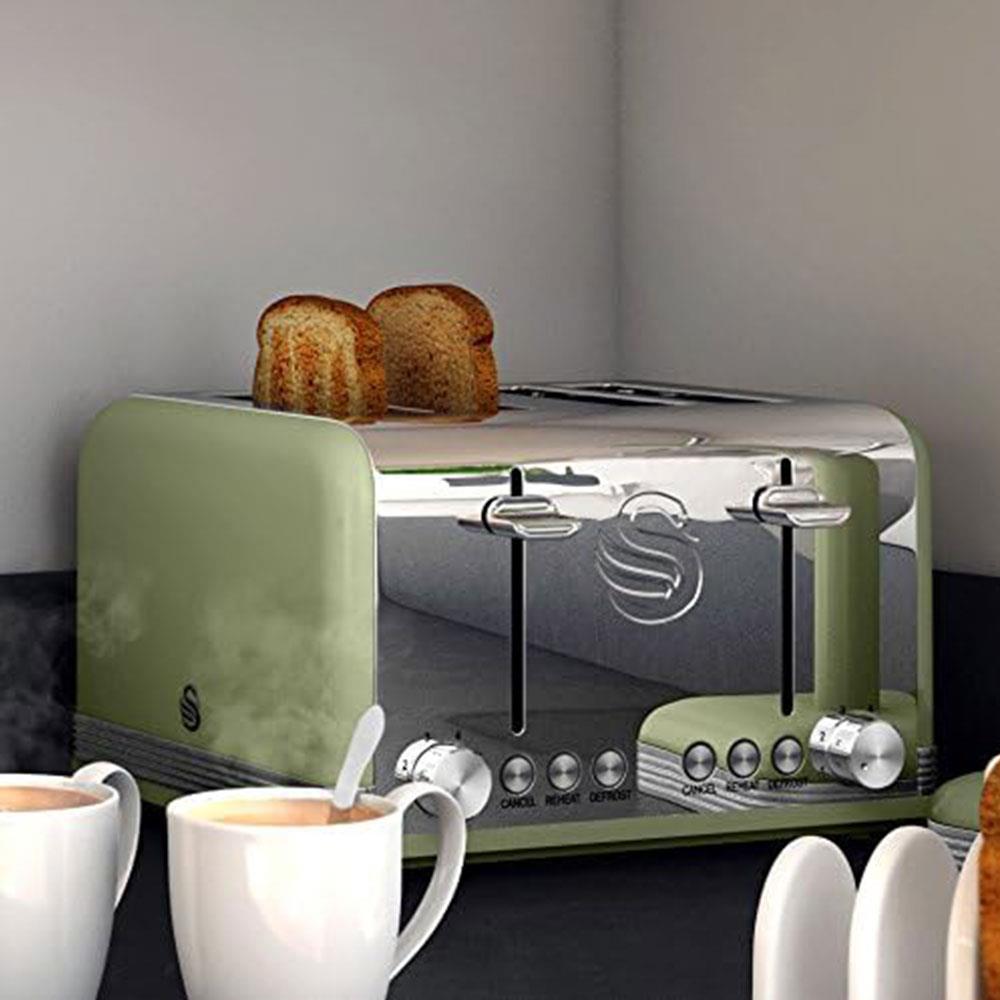 Swan Retro 4 Slice Toaster With Defrost Cancel And Reheat Functions 1600 W - Green Secondary image