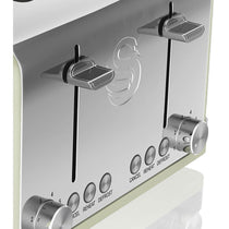 Swan Retro 4 Slice Toaster With Defrost Cancel And Reheat Functions 1600 W - Green