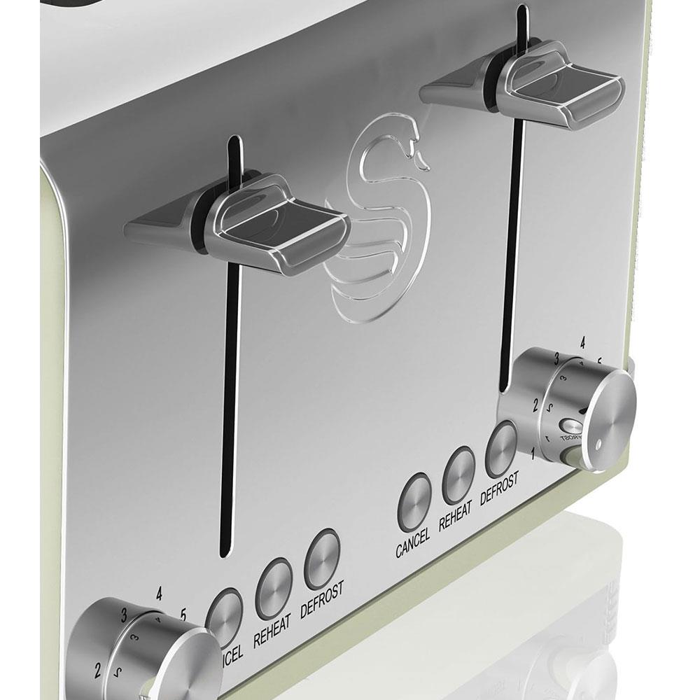 Swan Retro 4 Slice Toaster With Defrost Cancel And Reheat Functions 1600 W - Green
