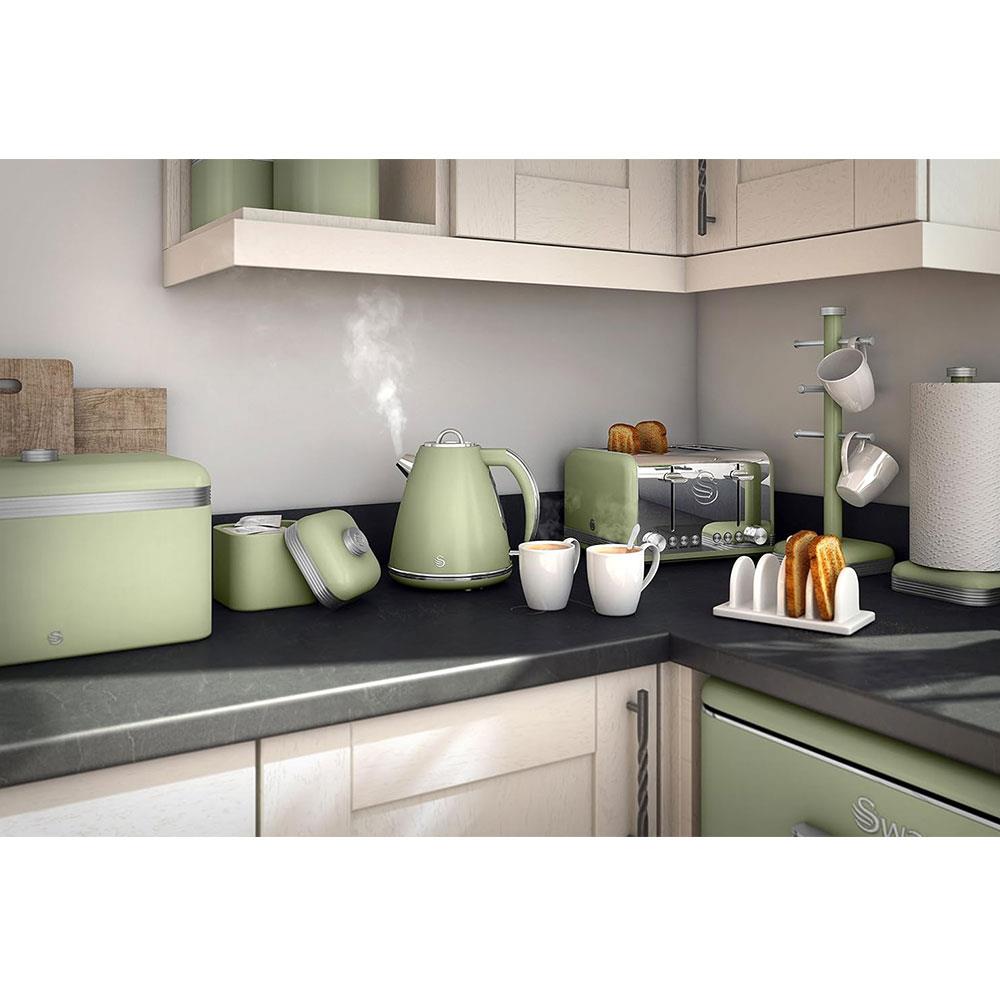 Swan Retro 4 Slice Toaster With Defrost Cancel And Reheat Functions 1600 W - Green