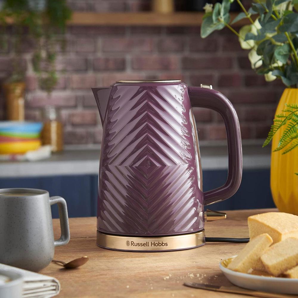 Russell Hobbs Groove Electric Jug Kettle 3000W 1.7 Litre - Mulberry
