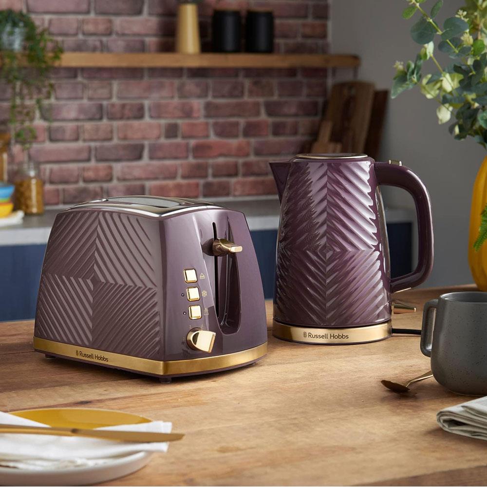Russell Hobbs Groove Electric Jug Kettle 3000W 1.7 Litre - Mulberry