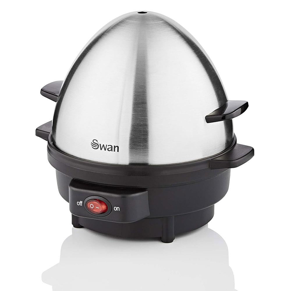 Swan Egg Boiler And Poacher Boils Hard Medium Soft 7 Eggs or Poaches 3 - Silver/Black