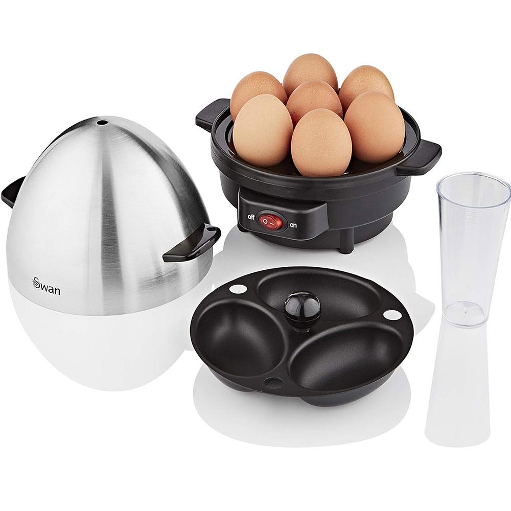 Swan Egg Boiler And Poacher Boils Hard Medium Soft 7 Eggs or Poaches 3 - Silver/Black Secondary image