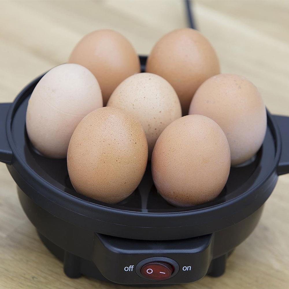 Swan Egg Boiler And Poacher Boils Hard Medium Soft 7 Eggs or Poaches 3 - Silver/Black