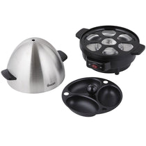 Swan Egg Boiler And Poacher Boils Hard Medium Soft 7 Eggs or Poaches 3 - Silver/Black