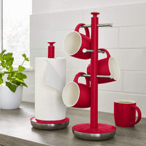 Swan Retro Towel Pole And Mug Tree Set Chrome Stainless Steel - Red