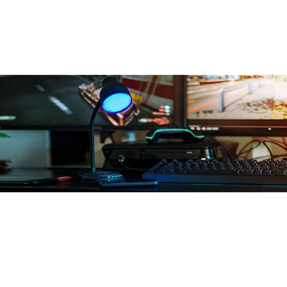 Groov-e Astra LED Lamp With Wireless Charging Pad And Bluetooth Speaker 9 LED Color Modes - Black
