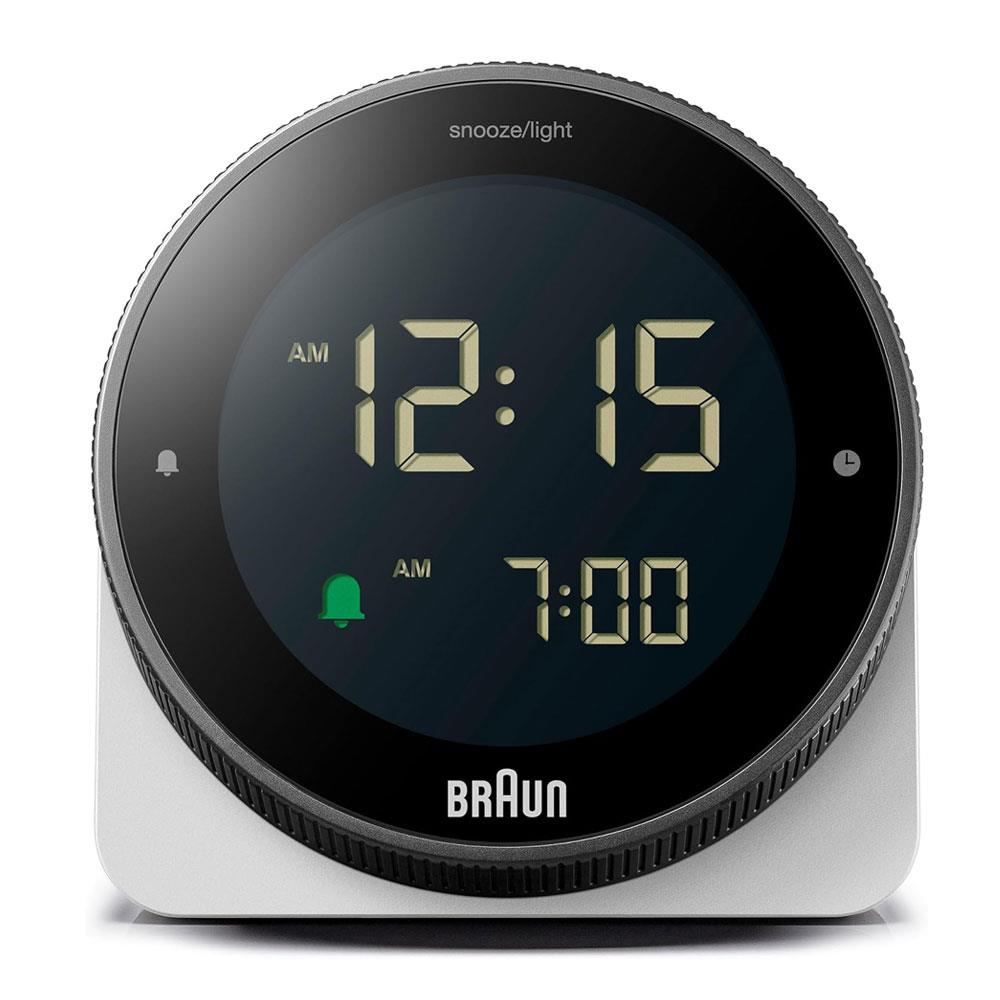 Braun Digital Alarm Clock With Rotating Bezel For Quick Time Setting - White Main image