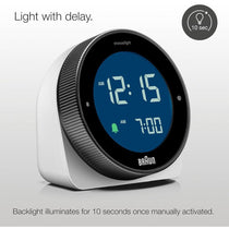 Braun Digital Alarm Clock With Rotating Bezel For Quick Time Setting - White