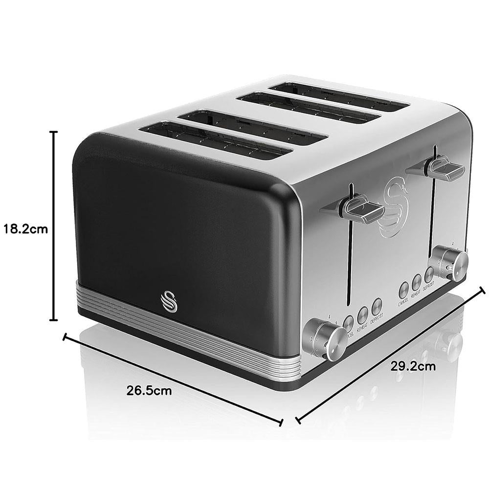 Swan Retro 4 Slice Toaster With Defrost Cancel And Reheat Functions 1600 W - Black Secondary image