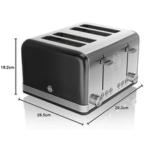 Swan Retro 4 Slice Toaster With Defrost Cancel And Reheat Functions 1600 W - Black