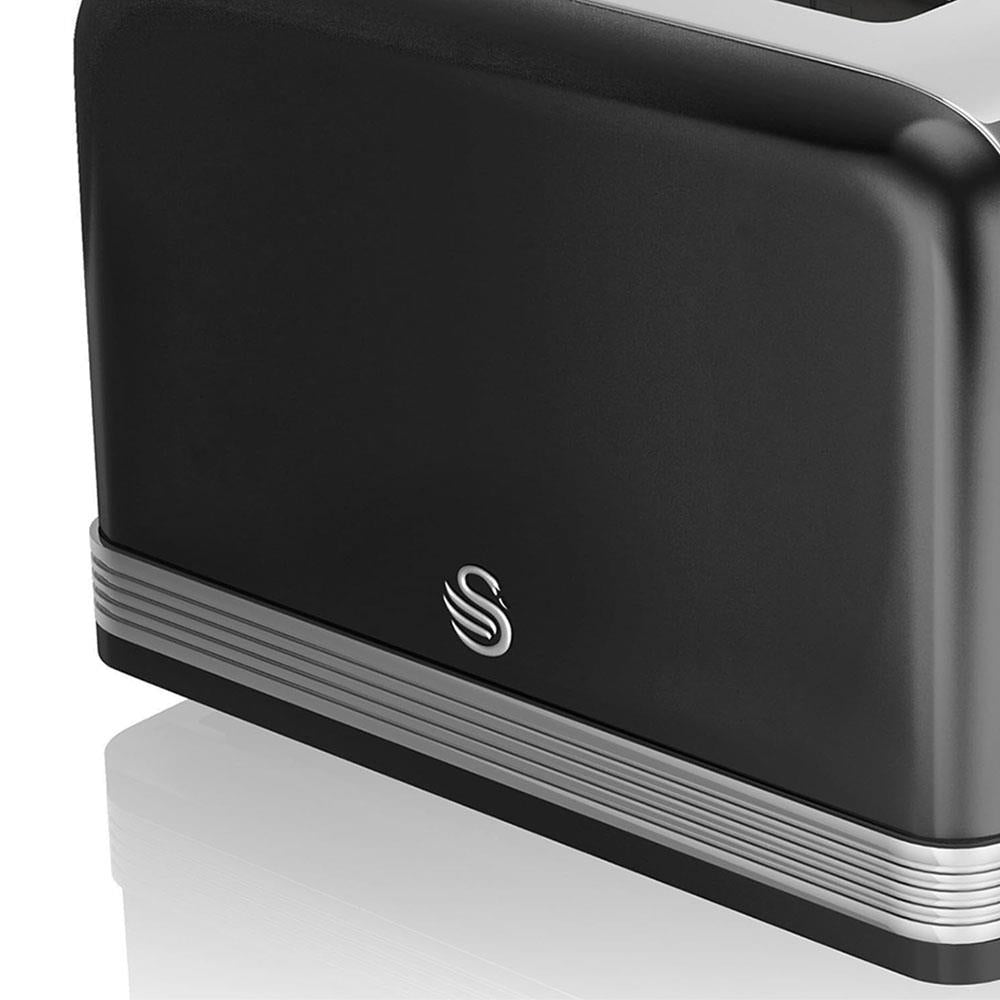 Swan Retro 4 Slice Toaster With Defrost Cancel And Reheat Functions 1600 W - Black