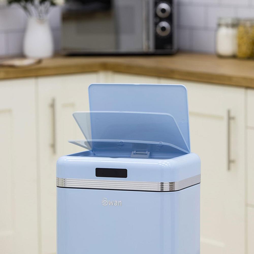 Swan Retro Square Sensor Bin With Infrared Technology Square 45 Litre - Blue