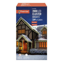 Premier Christmas 2000 Multi Action LED Clusters Lights With Timer And Green Cable - Warm White