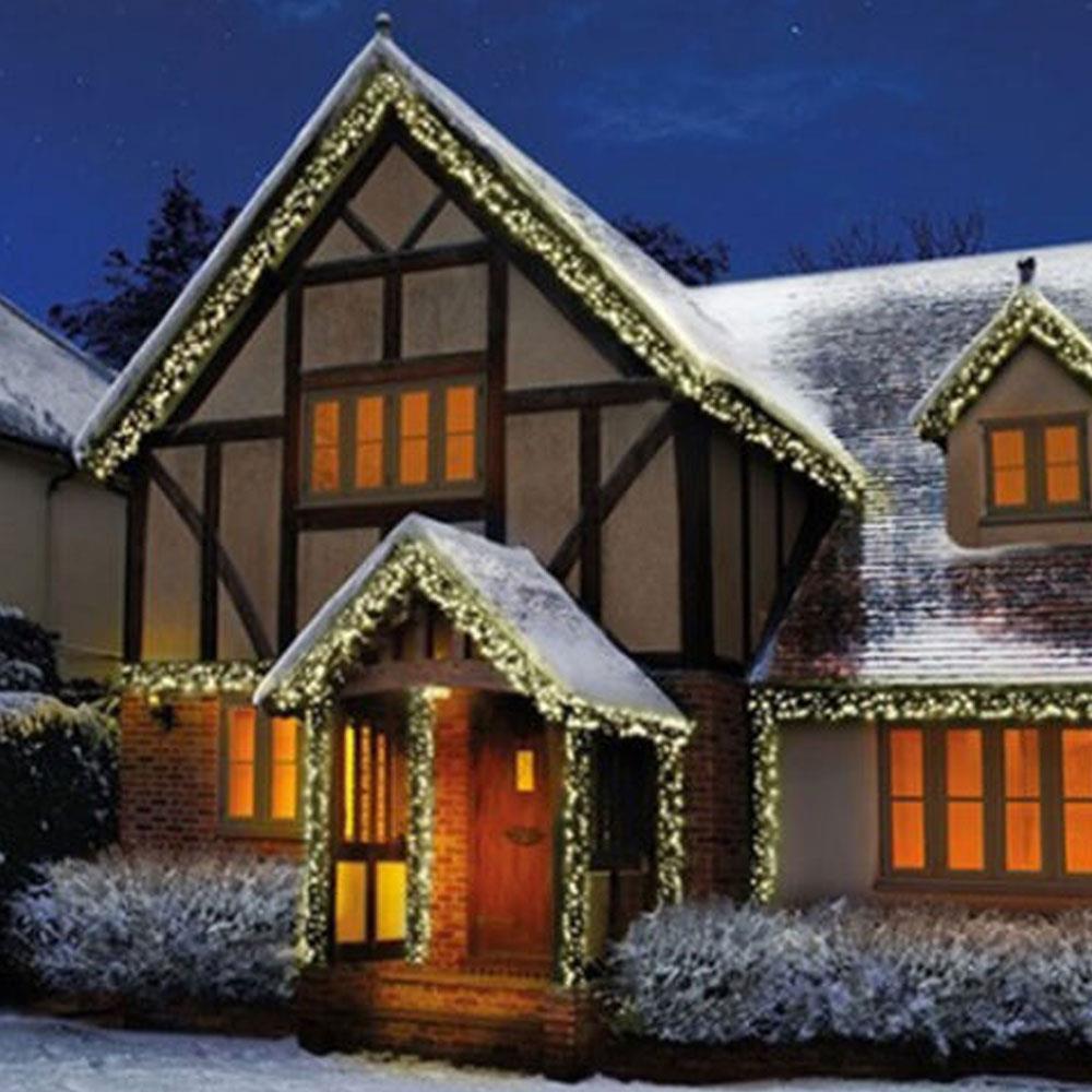 Premier Christmas 2000 Multi Action LED Clusters Lights With Timer And Green Cable - Warm White