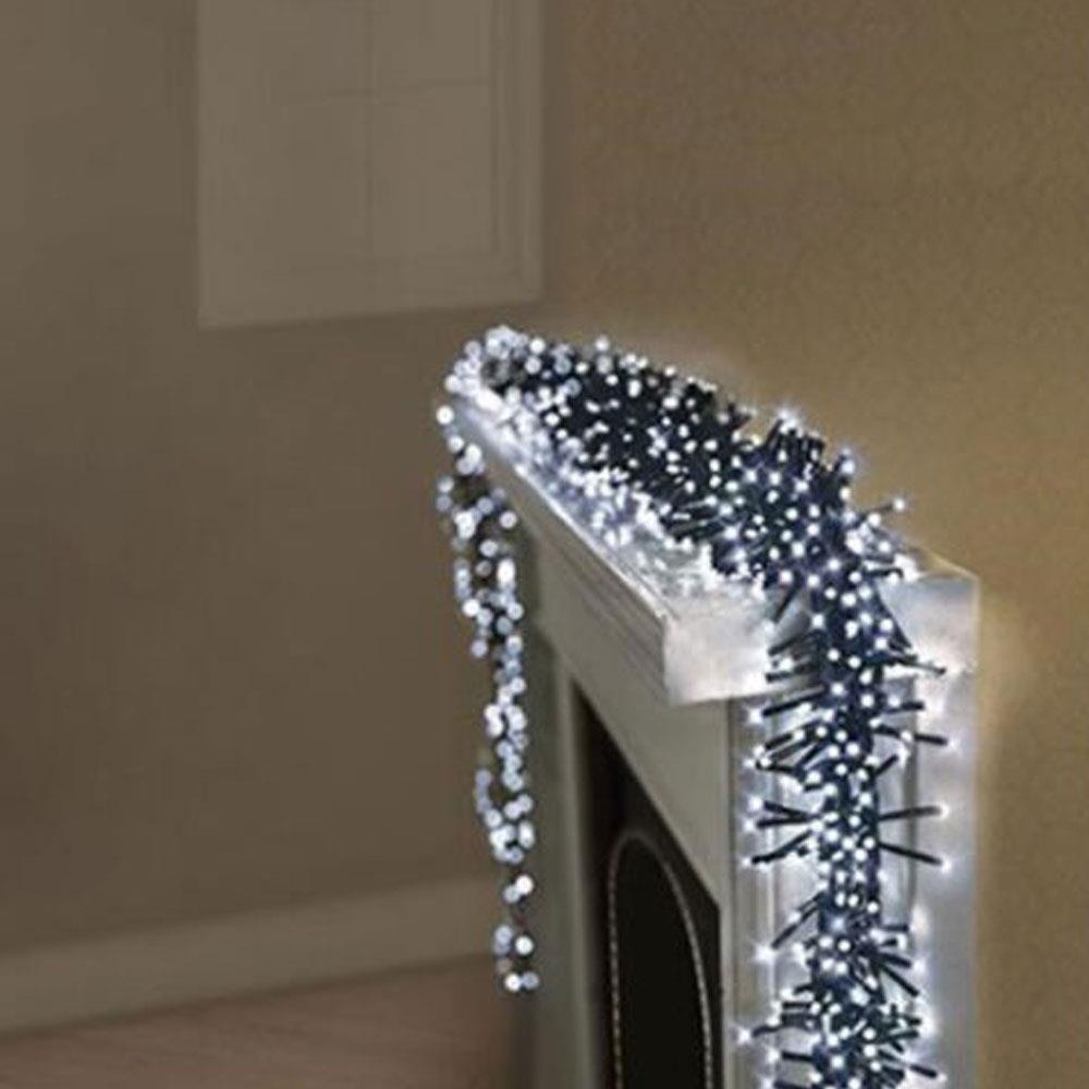 Premier Christmas 2000 Multi Action LED Clusters Lights With Timer And Green Cable - White