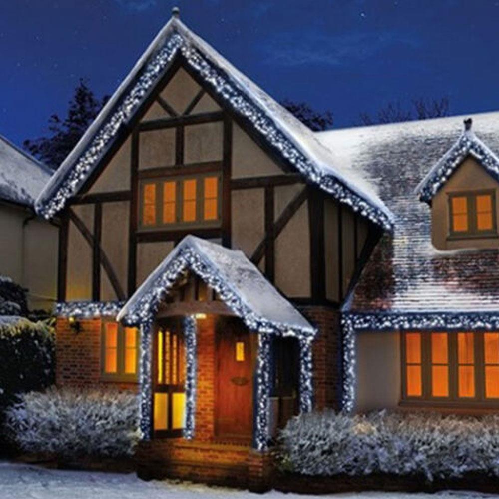 Premier Christmas 2000 Multi Action LED Clusters Lights With Timer And Green Cable - White