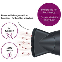 Beurer HC 25 Travel Hair Dryer With Ion Function Retractable 2 Heat Settings 1600W - Black And Rose