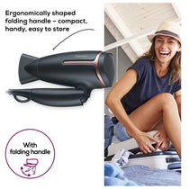 Beurer HC 25 Travel Hair Dryer With Ion Function Retractable 2 Heat Settings 1600W - Black And Rose