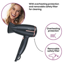 Beurer HC 25 Travel Hair Dryer With Ion Function Retractable 2 Heat Settings 1600W - Black And Rose
