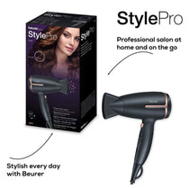 Beurer HC 25 Travel Hair Dryer With Ion Function Retractable 2 Heat Settings 1600W - Black And Rose