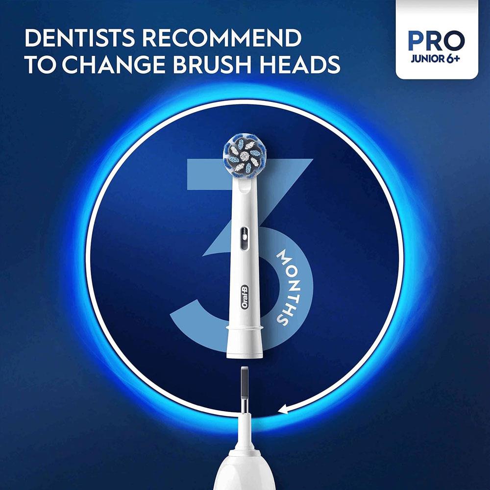 Oral-B Pro Junior Kids Electric Toothbrush 3 Modes With Kid-Friendly Sensitive Mode Ages 6+ - Green