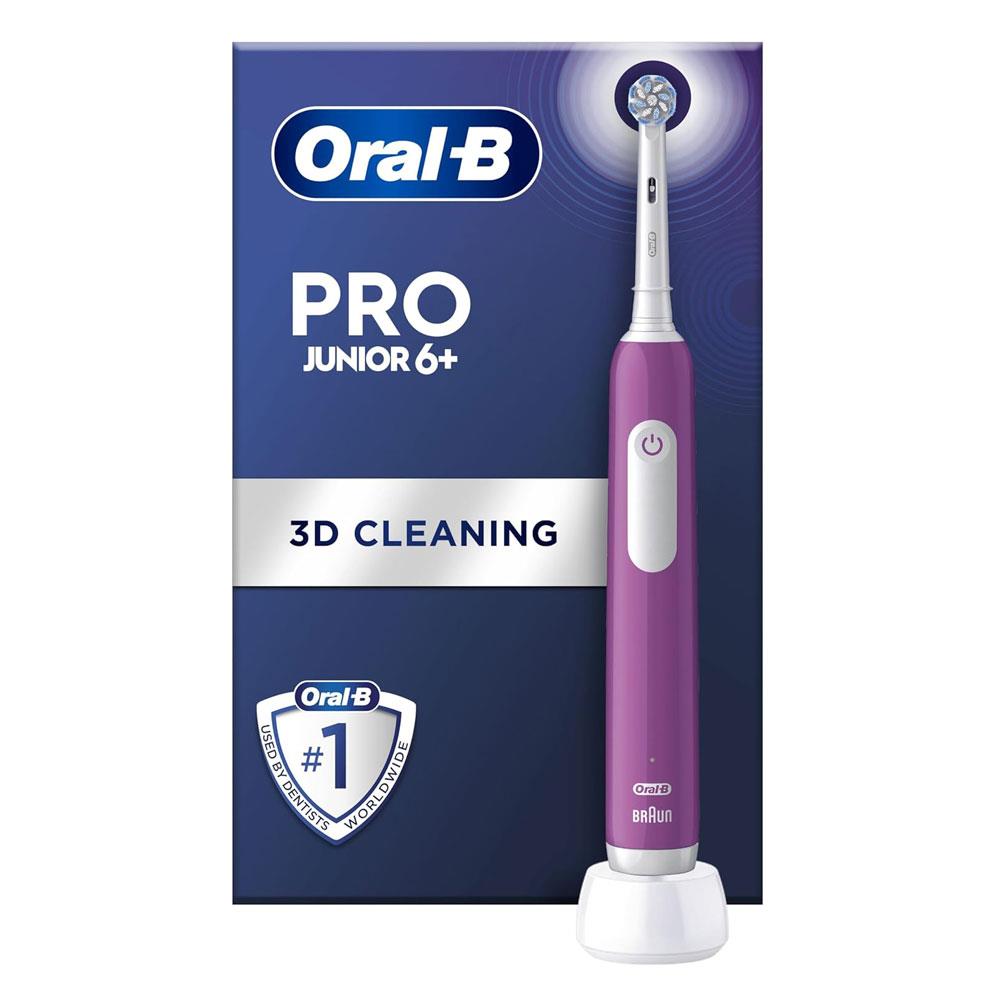 Oral-B Pro Junior Kids Electric Toothbrush 3 Modes With Kid-Friendly Sensitive Mode Ages 6+ - Purple Main image