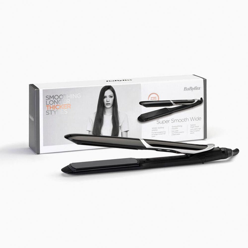 BaByliss Smooth Pro Wide 235 Hair Straightener With 6 Digital Heat Settings - Black