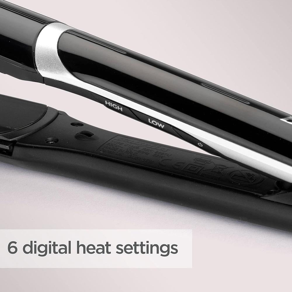 BaByliss Smooth Pro Wide 235 Hair Straightener With 6 Digital Heat Settings - Black