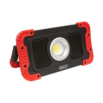 Sealey 20W COB LED Rechargeable Floodlight With Wireless Speakers And Power Bank - Black/Red