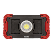 Sealey 20W COB LED Rechargeable Floodlight With Wireless Speakers And Power Bank - Black/Red