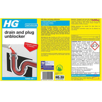 HG Drain And Plug Unblocker Remove Blockages Effectively Liquid Cleaner - 1 Litres