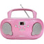 Groov-e Original Boombox Portable CD Player With Radio 3.5mm AUX Input Headphone Jack - Pink