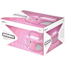 Groov-e Original Boombox Portable CD Player With Radio 3.5mm AUX Input Headphone Jack - Pink