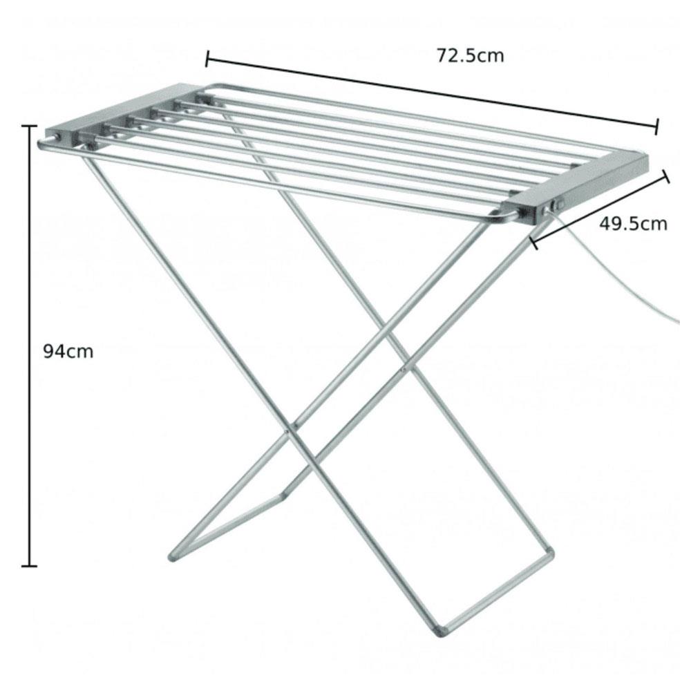 Daewoo Heated Clothes Airer Foldable 120W 10KG Load Energy Efficient Drying Rack - Silver