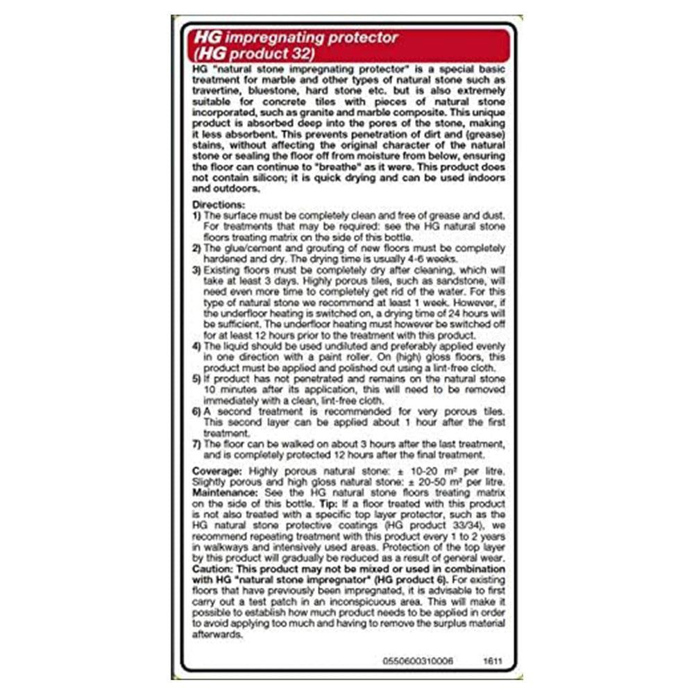 HG Natural Stone Impregnating Protector Product 32 - 1 Litre